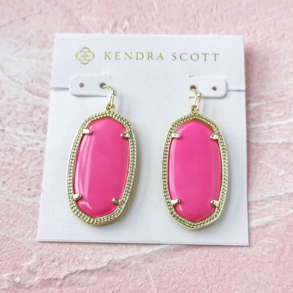 Kendra Scott Elle Magenta Magnesite Gold Earrings - Picture 1 of 3